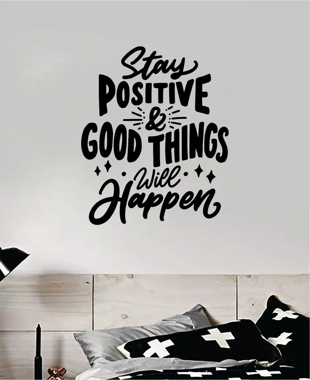 Stay Positive Good Things Will Happen Wall Decal Quote Home Room Decor Art Vinyl Sticker Inspirational Motivational Good Vibes Teen Baby School 1