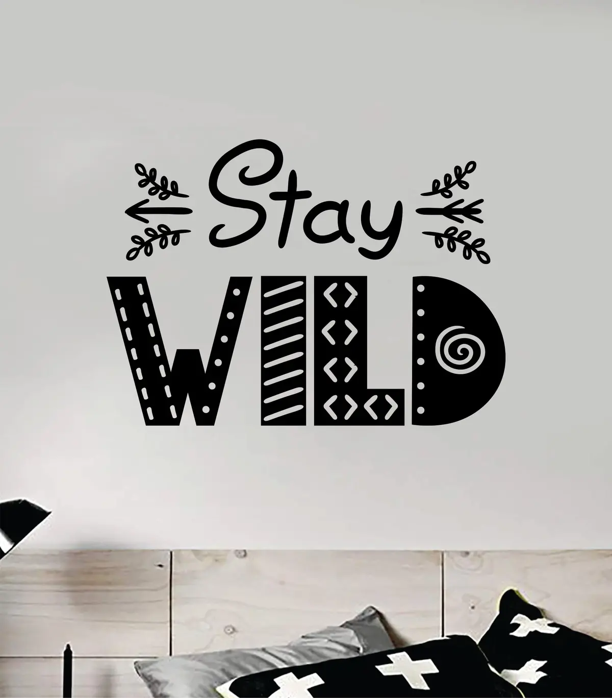 Stay Wild Quote Wall Decal Sticker Vinyl Art Decor Bedroom Room Boy Girl Inspirational Motivational School Nursery Adventure Travel 1