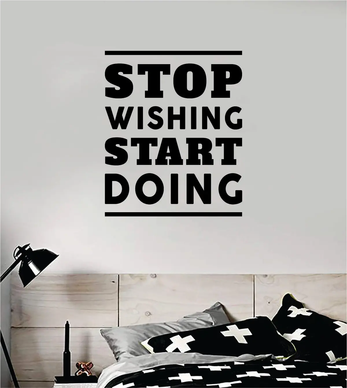 Stop Wishing Start Doing V2 Quote Wall Decal Sticker Bedroom Room Art Vinyl Inspirational Motivational Teen School Baby Nursery Kids Office Gym Fitness 1