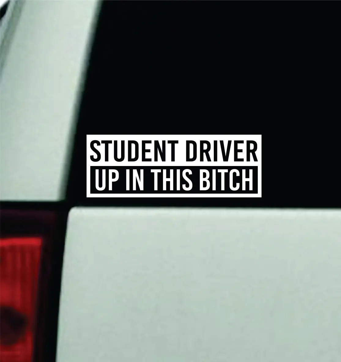 Student Driver Up In This Btch Car Decal Truck Window Windshield Jdm Bumper Sticker Vinyl Quote Men Girls Funny Trendy Meme Racing Club Sadboyz 1