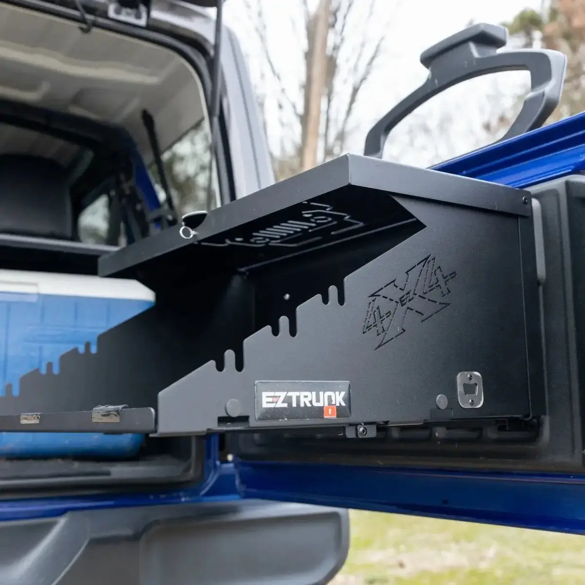 Ez4x4 Extreme Level Deluxe Folding Tailgate Table – Fits Jeep Wrangler Jk/Jku/Jl/Jlu – Black Aluminum Cargo Shelf 1