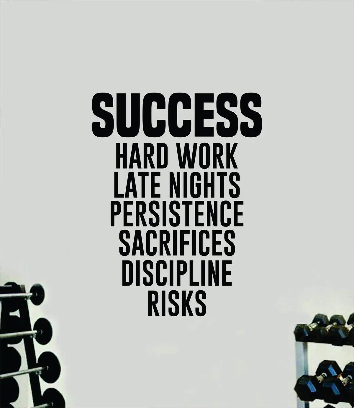 Success Wall Decal Sticker Vinyl Art Wall Bedroom Room Home Decor Inspirational Motivational Teen Sports Gym Lift Weights Fitness Workout Men Girls Health Exercise 1