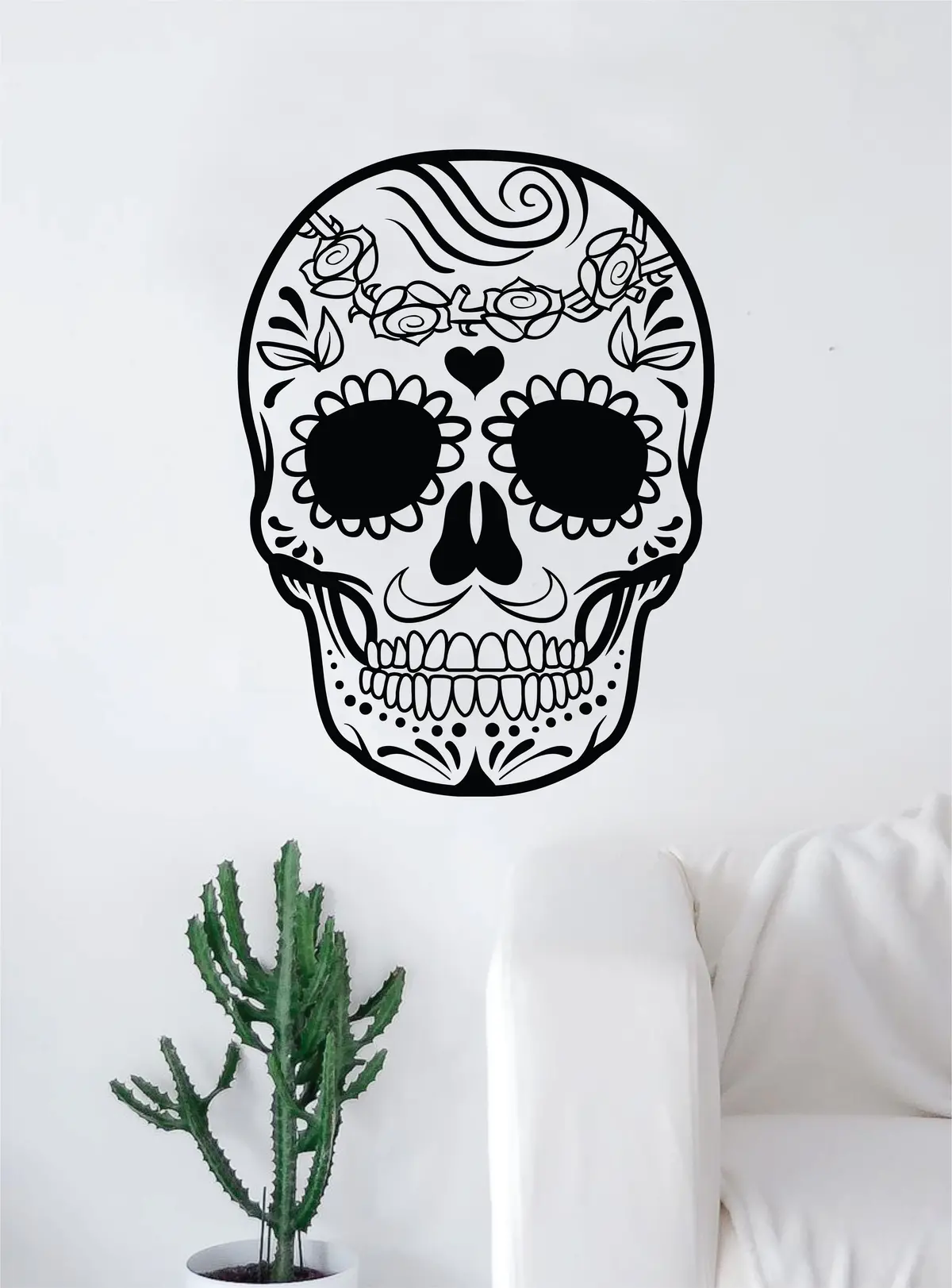Sugar Skull V15 Art Wall Decal Sticker Vinyl Living Room Bedroom Decor Teen Day Of The Dead Rose 1