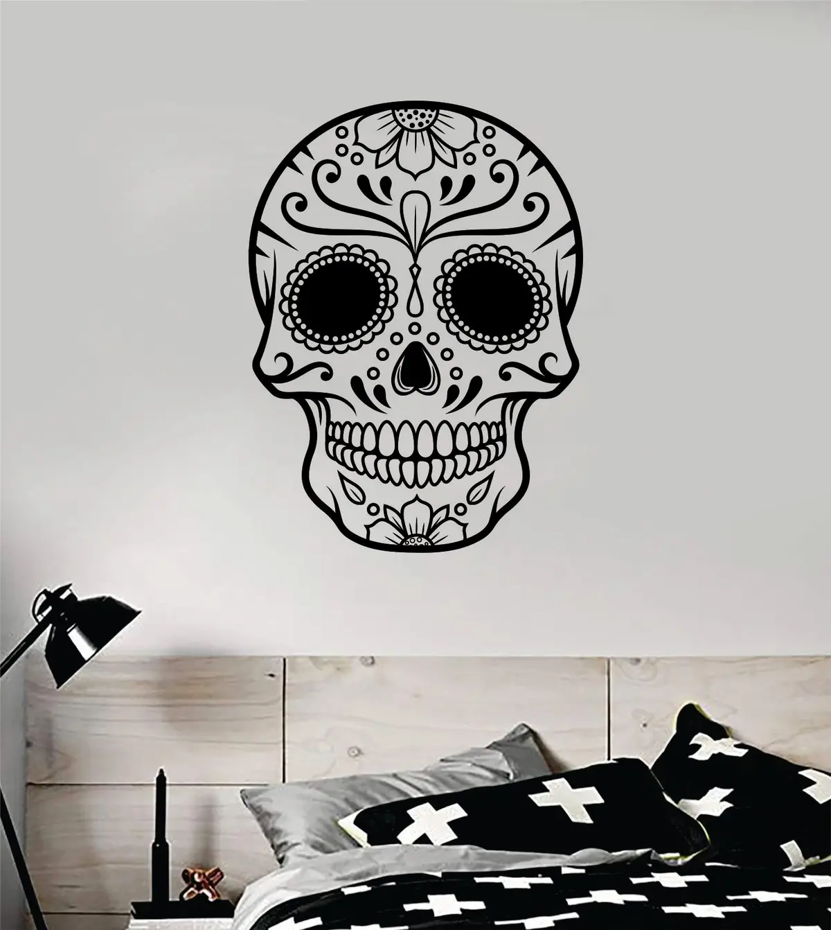 Sugar Skull V16 Art Wall Decal Sticker Vinyl Room Bedroom Home Decor Teen Day Of The Dead Rose Zombie Halloween Kids Tattoo 1
