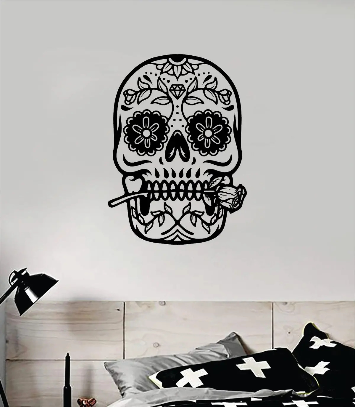 Sugar Skull V17 Art Wall Decal Sticker Vinyl Room Bedroom Home Decor Teen Day Of The Dead Rose Zombie 1