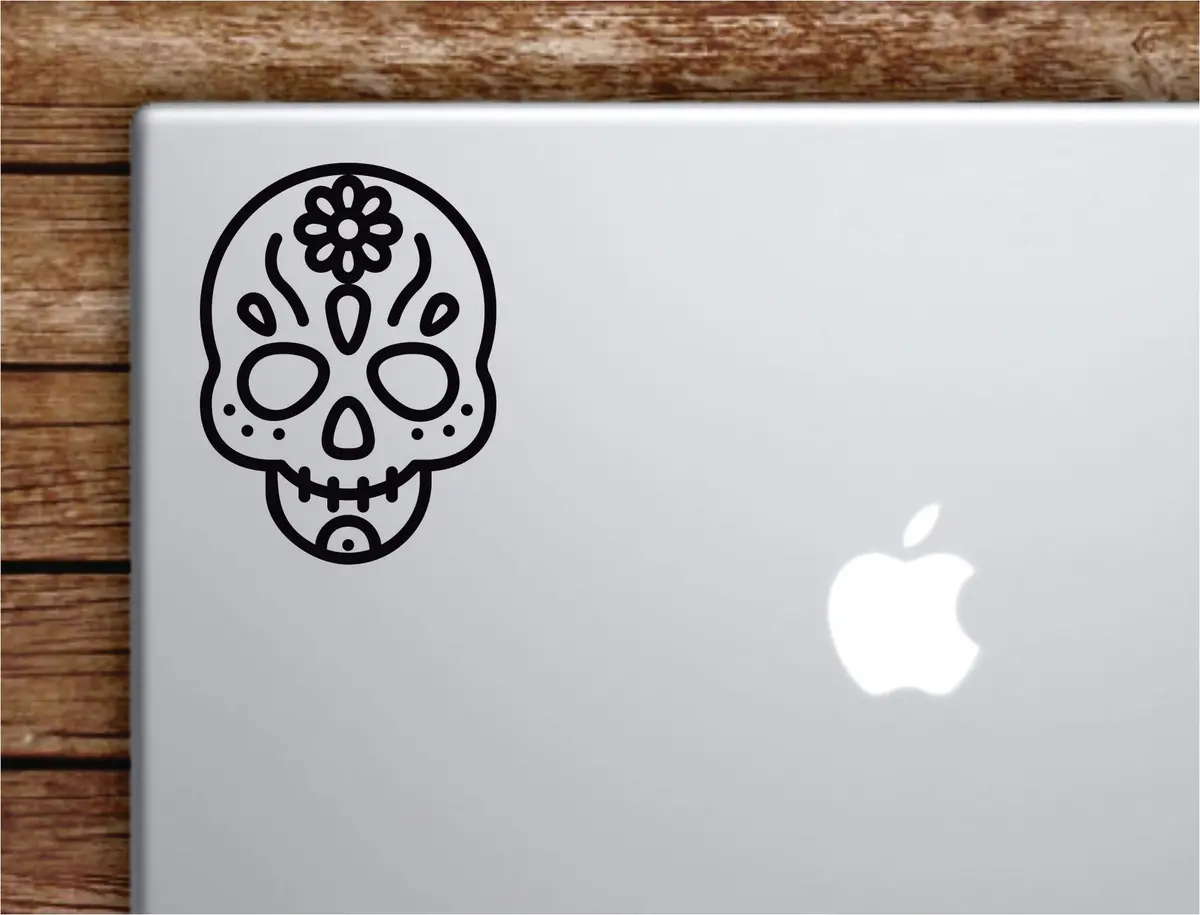 Sugar Skull V2 Laptop Wall Decal Sticker Vinyl Art Quote Macbook Apple Decor Car Window Truck Teen Inspirational Girls Sugarskull Mexican Tattoo 1