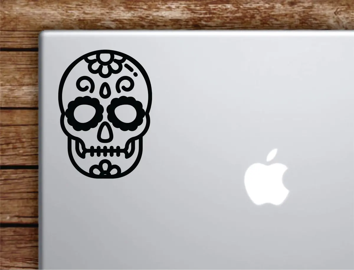 Sugar Skull Laptop Wall Decal Sticker Vinyl Art Quote Macbook Apple Decor Car Window Truck Teen Inspirational Girls Sugarskull Mexican Tattoo 1