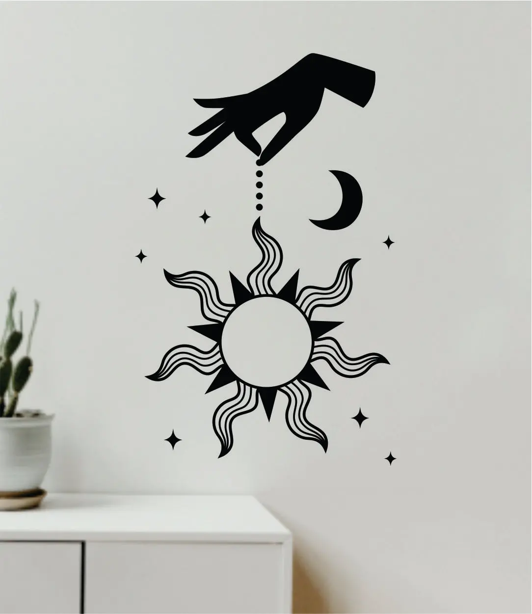 Sun And Moon Hand Wall Decal Sticker Vinyl Room Art Bedroom Decor Teen Girls Nursery Space School Galaxy Stars Boho Tattoo 1