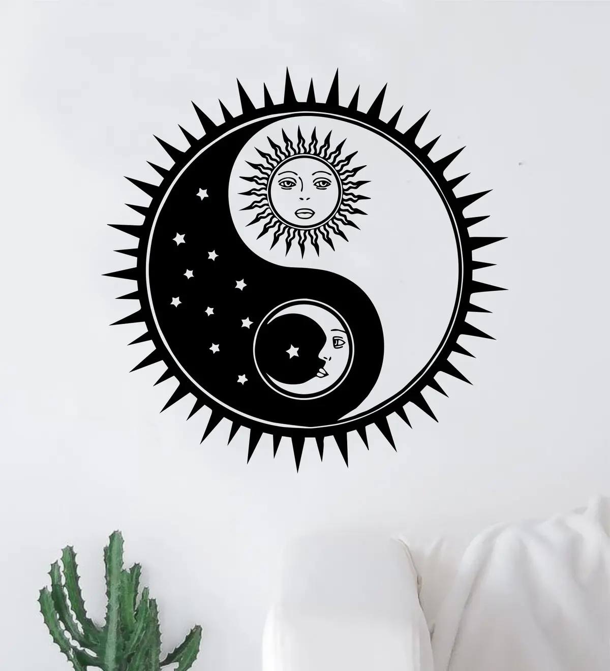 Sun Moon Yin Yang Wall Decal Sticker Home Decor Vinyl Art Bedroom Teen Inspirational Boy Girl Teen Yoga Namaste Meditate 1