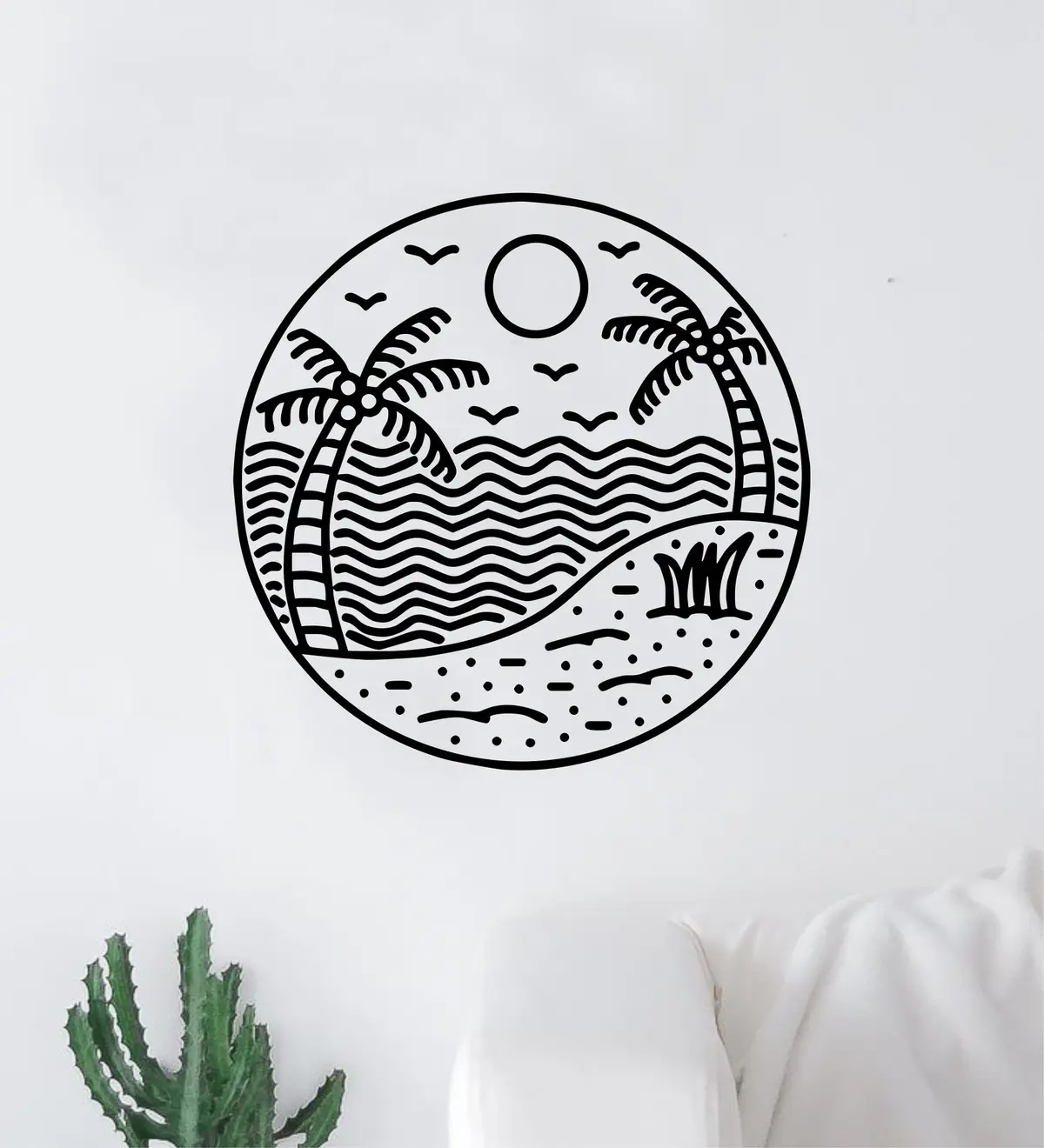 Surf Beach Circle V12 Decal Sticker Wall Vinyl Art Home Room Decor Bedroom Sports Quote Boy Girl Teen Baby Nursery Surfing Ocean Waves Good Vibes Men Dad 1