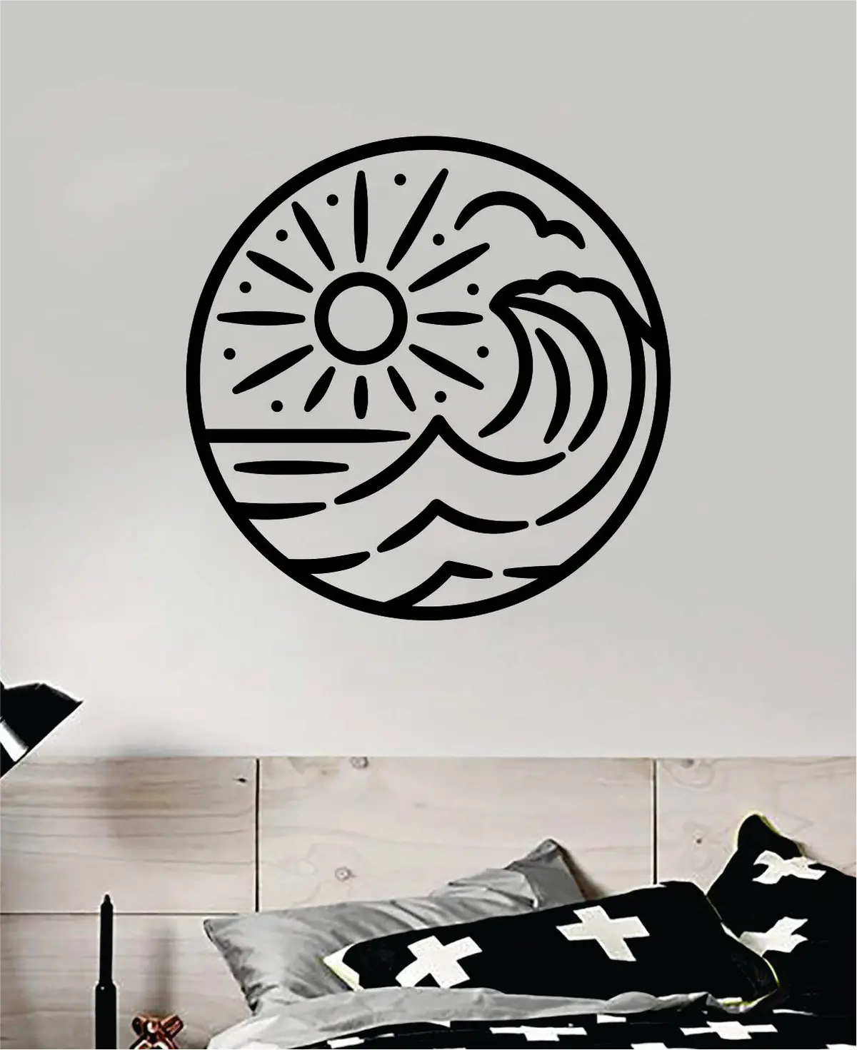 Surf Beach Circle V6 Decal Sticker Wall Vinyl Art Home Room Decor Bedroom Sports Quote Surfing Ocean Waves Good Vibes 1