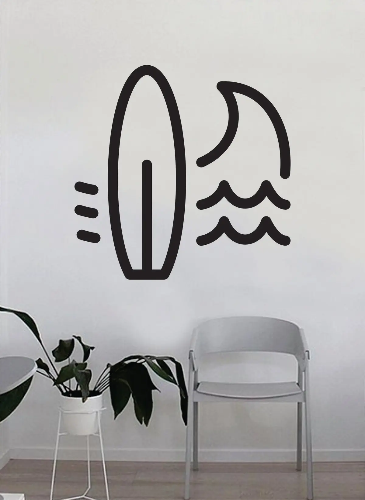 Surfboard Wave Decal Sticker Wall Vinyl Art Home Decor Room Bedroom Sports Quote Surf Surfing Ocean Beach Waves Good Vibes 1