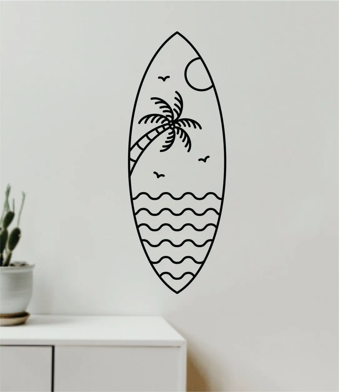 Surfboard Beach Adventure Wall Decal Home Decor Sticker Art Vinyl Bedroom Boys Girls Teen Baby Nursery Surf Sports Ocean Palm Trees 1
