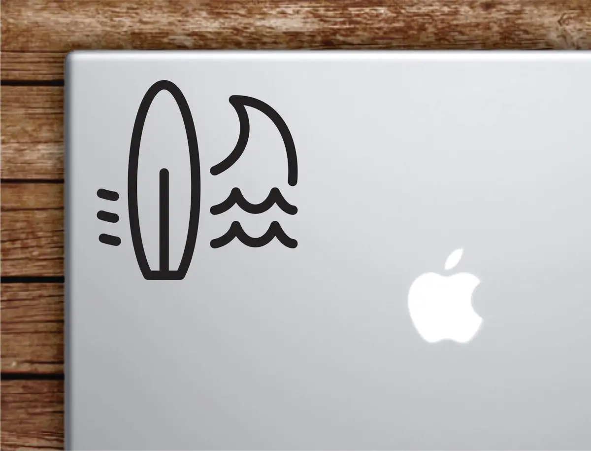Surfboard Beach Ocean Waves Laptop Wall Decal Sticker Vinyl Art Quote Macbook Apple Decor Car Window Truck Teen Inspirational Girls Sports Surf 1