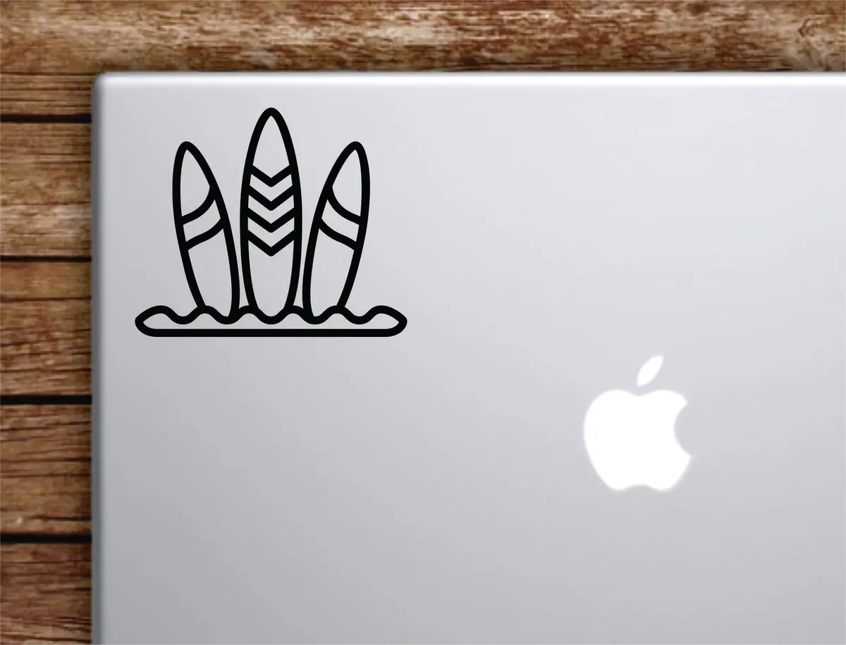 Surfboards Laptop Wall Decal Sticker Vinyl Art Quote Macbook Apple Decor Car Window Truck Teen Inspirational Girls Sports Ocean Beach Surf 1