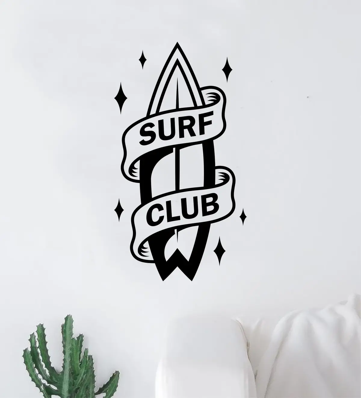 Surf Club Wall Decal Sticker Bedroom Room Vinyl Art Home Sticker Decor Teen Nursery Inspirational Sports Kids Teen Boy Girl Surfing Surfboard Beach Ocean Adventure 1