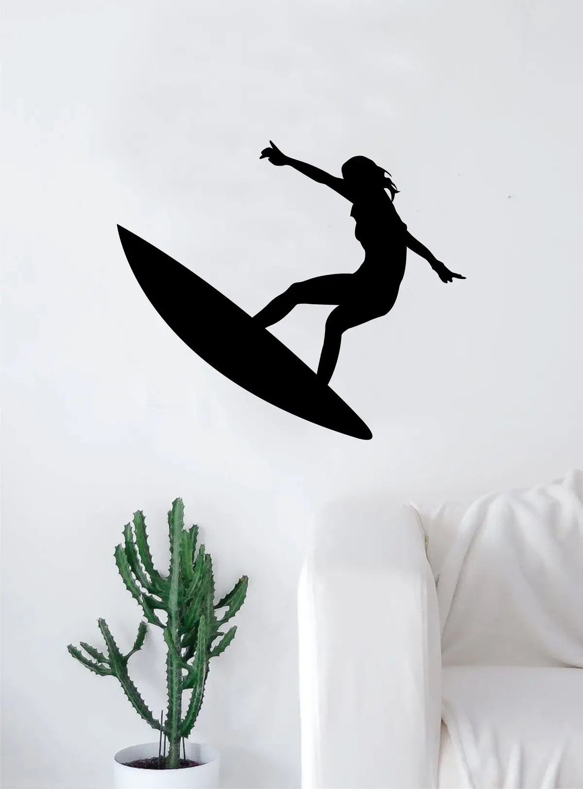 Surfer Girl V3 Decal Sticker Wall Vinyl Art Home Room Decor Room Bedroom Teen Sports Surf Board Surfing Ocean Beach Waves Good Vibes 1