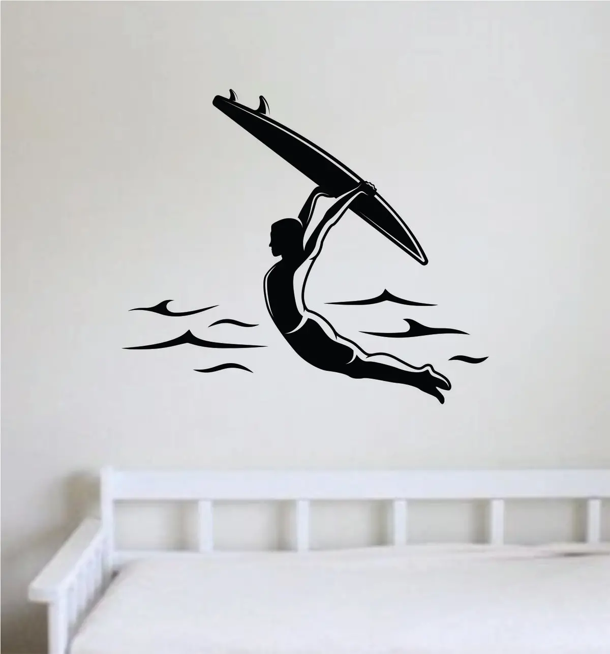 Surfer V9 Wall Decal Sticker Vinyl Art Home Decor Room Bedroom Teen Boy Girl Sports Surf Ocean Beach Waves Good Vibes 1