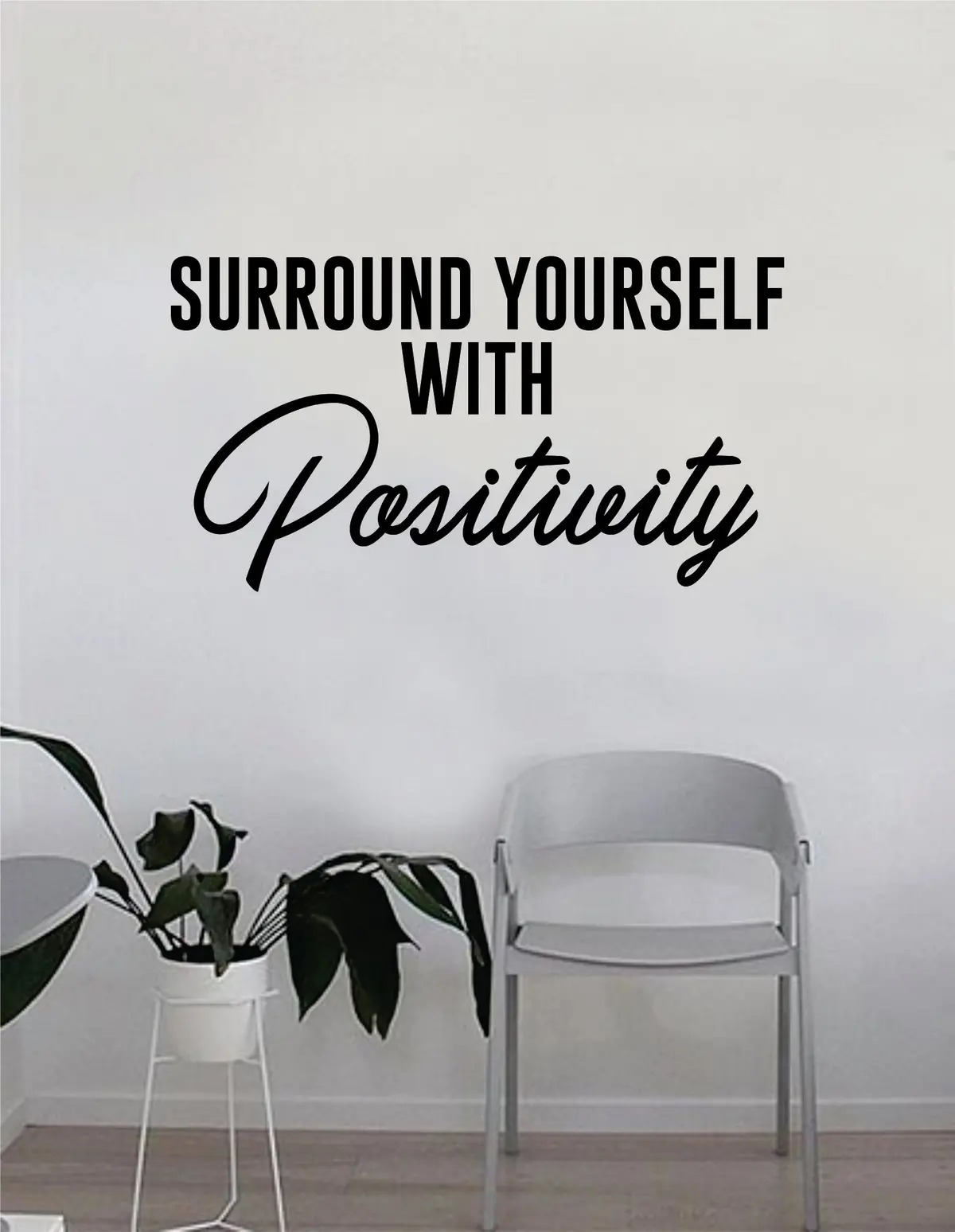 Surround Yourself With Positivity Quote Decal Sticker Wall Vinyl Art Decor Bedroom Living Room Namaste Yoga Meditate Zen Buddha Lotus Good Vibes 1