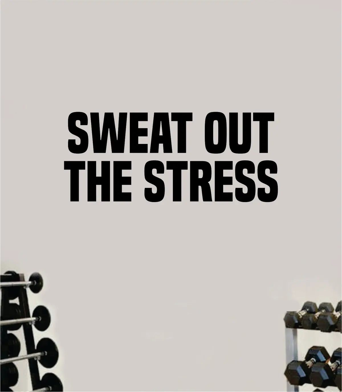 Sweat Out The Stress Wall Decal Sticker Vinyl Art Wall Bedroom Home Decor Inspirational Motivational Teen Sports Gym Fitness Girls Train Beast 1