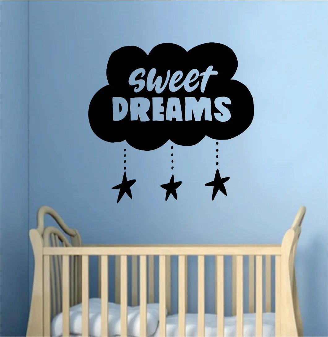 Sweet Dreams Quote Wall Decal Sticker Vinyl Art Bedroom Decor Baby Nursery Playroom Kids Stars Son Daugher 1
