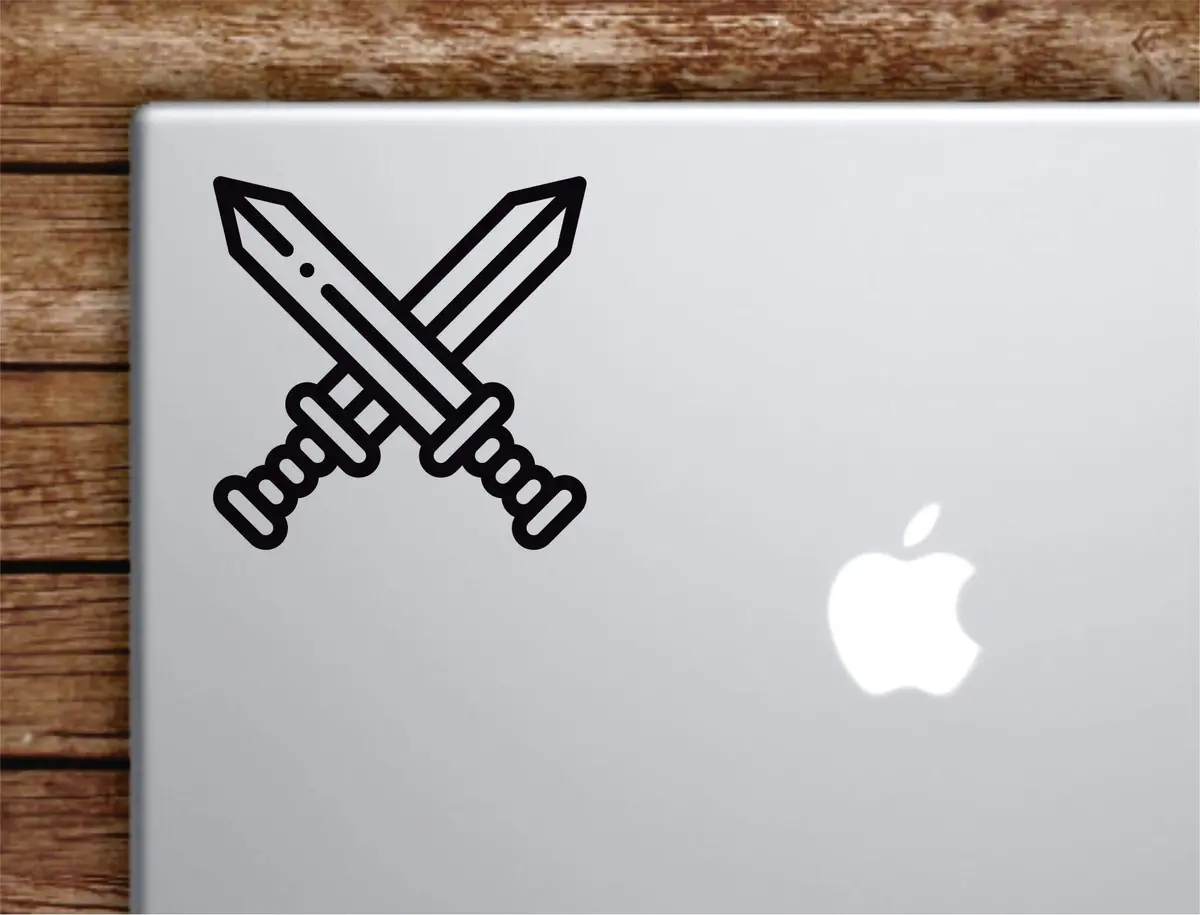 Swords Laptop Wall Decal Sticker Vinyl Art Quote Macbook Apple Decor Car Window Truck Teen Inspirational Girls Funny Gamer 1
