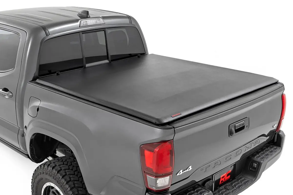 Trailfx Soft Folding Tonneau Cover For Pickup Trucks - Fits 2022-2025 Toyota Tundra (W/Deck Rails) 1