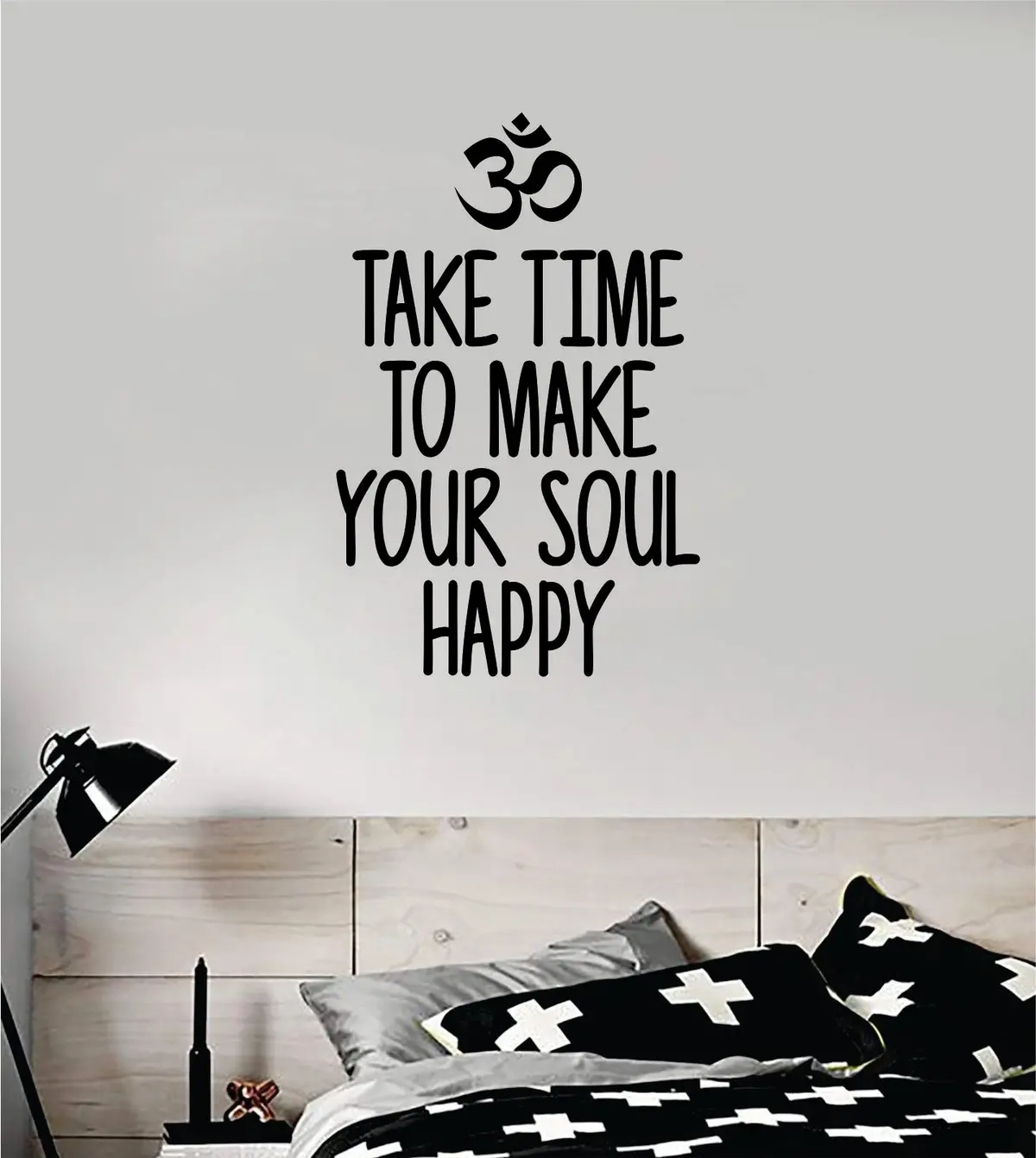 Take Time To Make Your Soul Happy Quote Decal Sticker Wall Vinyl Art Decor Room Teen Kids Namaste Yoga Om Meditate Zen Buddha Relax Breathe 1