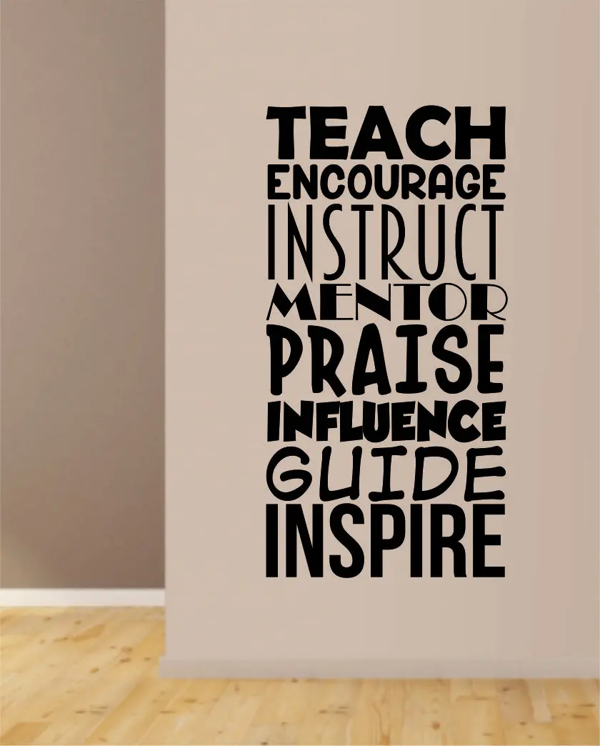 Teach Encourage Instruct Teacher Quote Decal Sticker Wall Vinyl Decor Art Living Room Bedroom Class Classroom Students Education Science 1