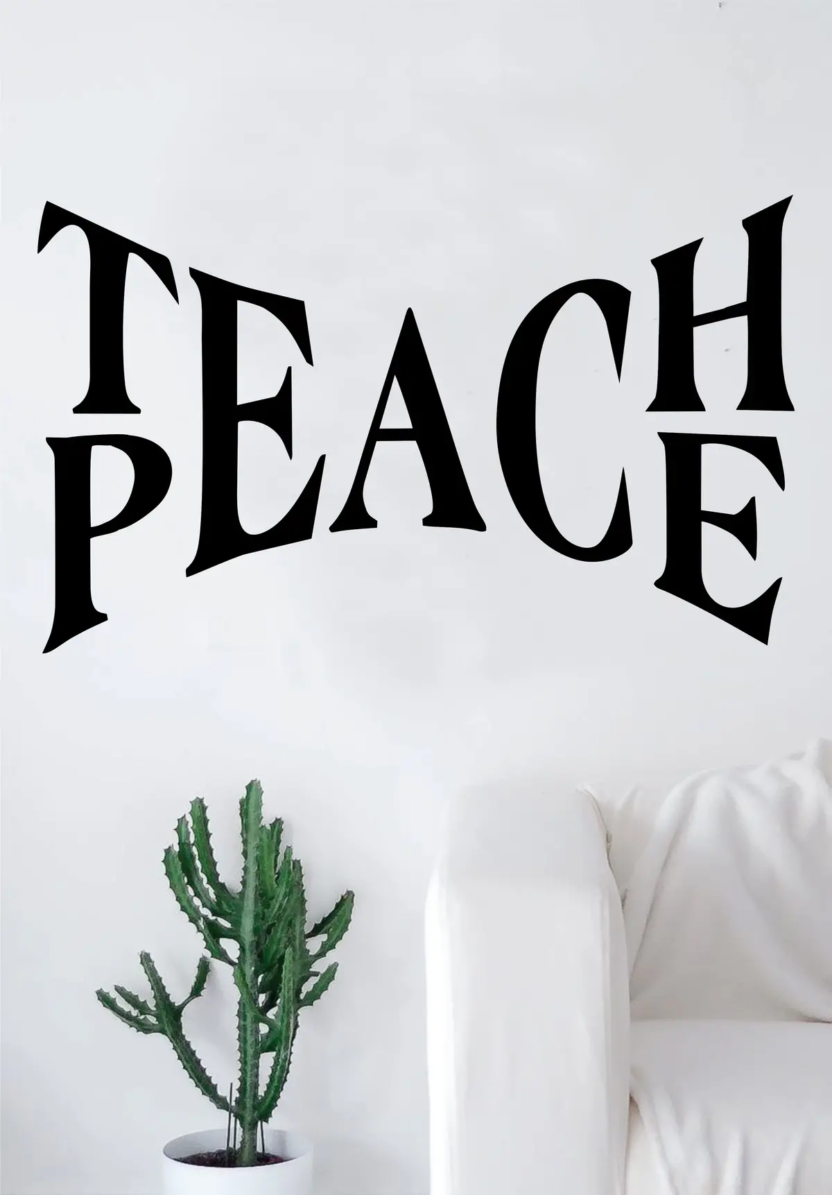Teach Peace Large Quote Decal Sticker Wall Vinyl Art Home Room Decor Inspirational Motivational Beautiful Love 1