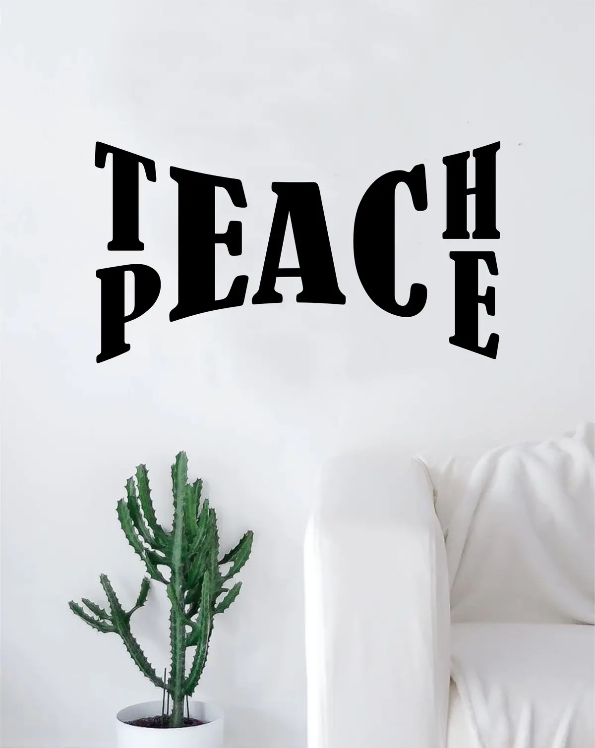 Teach Peace V4 Quote Decal Sticker Wall Vinyl Art Home Room Decor Inspirational Motivational Beautiful Love 1