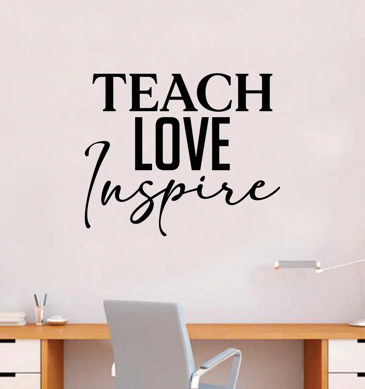 Teach Love Inspire Wall Decal Sticker Quote Vinyl Art Bedroom Room Home Decor Inspirational Girls School Classroom Teacher Nursery Kids Baby 1