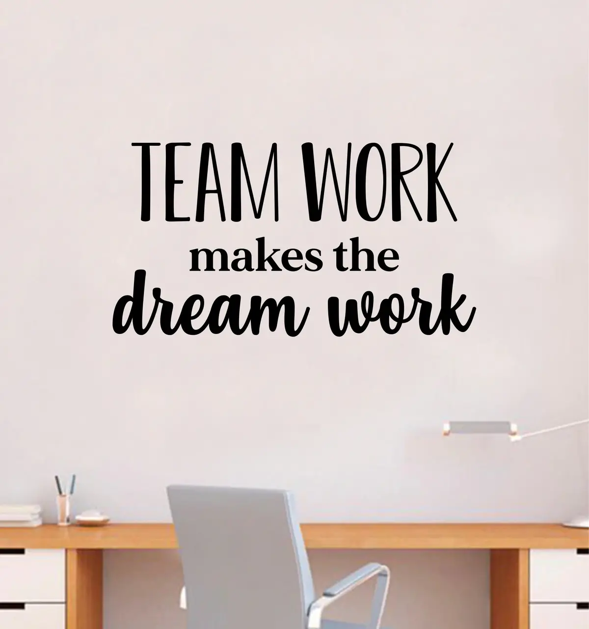 Team Work Makes The Dream Work V2 Quote Wall Decal Sticker Vinyl Art Decor Bedroom Room Boy Girl Inspirational Motivational School Nursery Office Classroom 1
