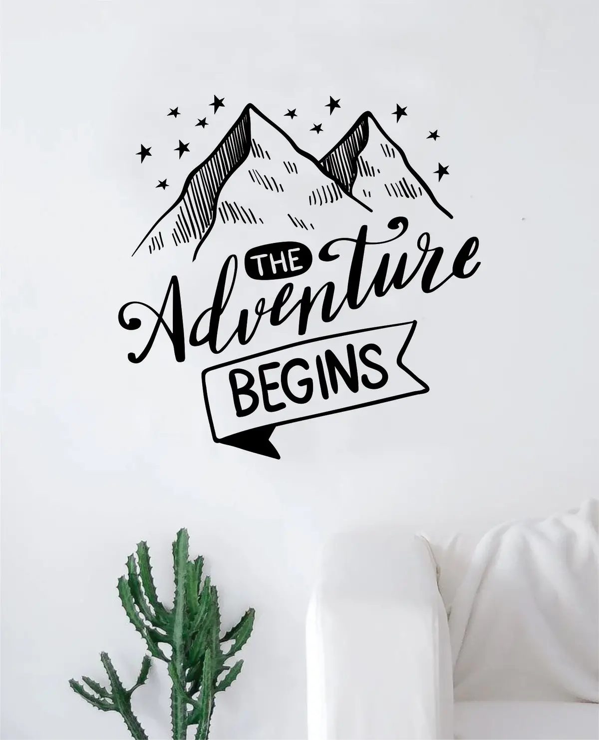 The Adventure Begins Decal Sticker Wall Vinyl Art Wall Bedroom Room Home Decor Inspirational Teen Nursery Travel 1
