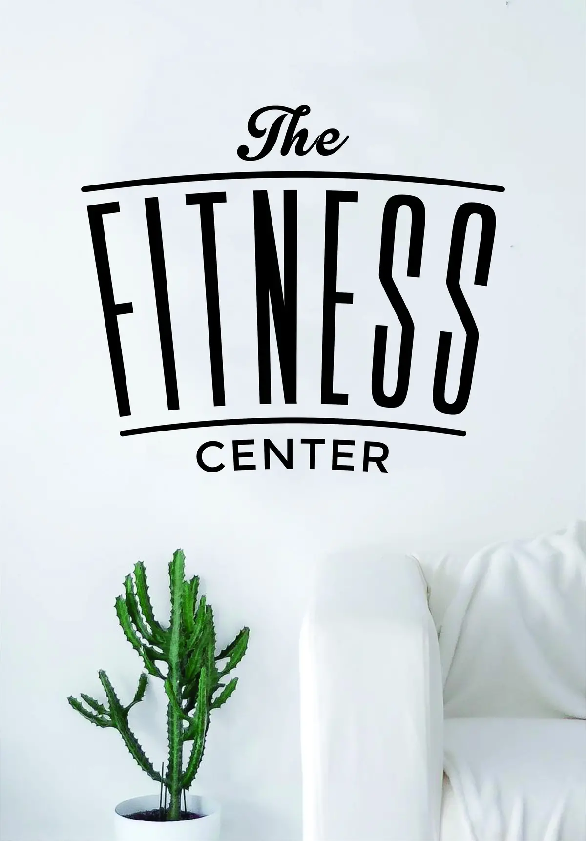 The Fitness Center Quote Health Work Out Gym Decal Sticker Wall Vinyl Art Wall Room Decor Weights Dumbbell Motivation Inspirational 1