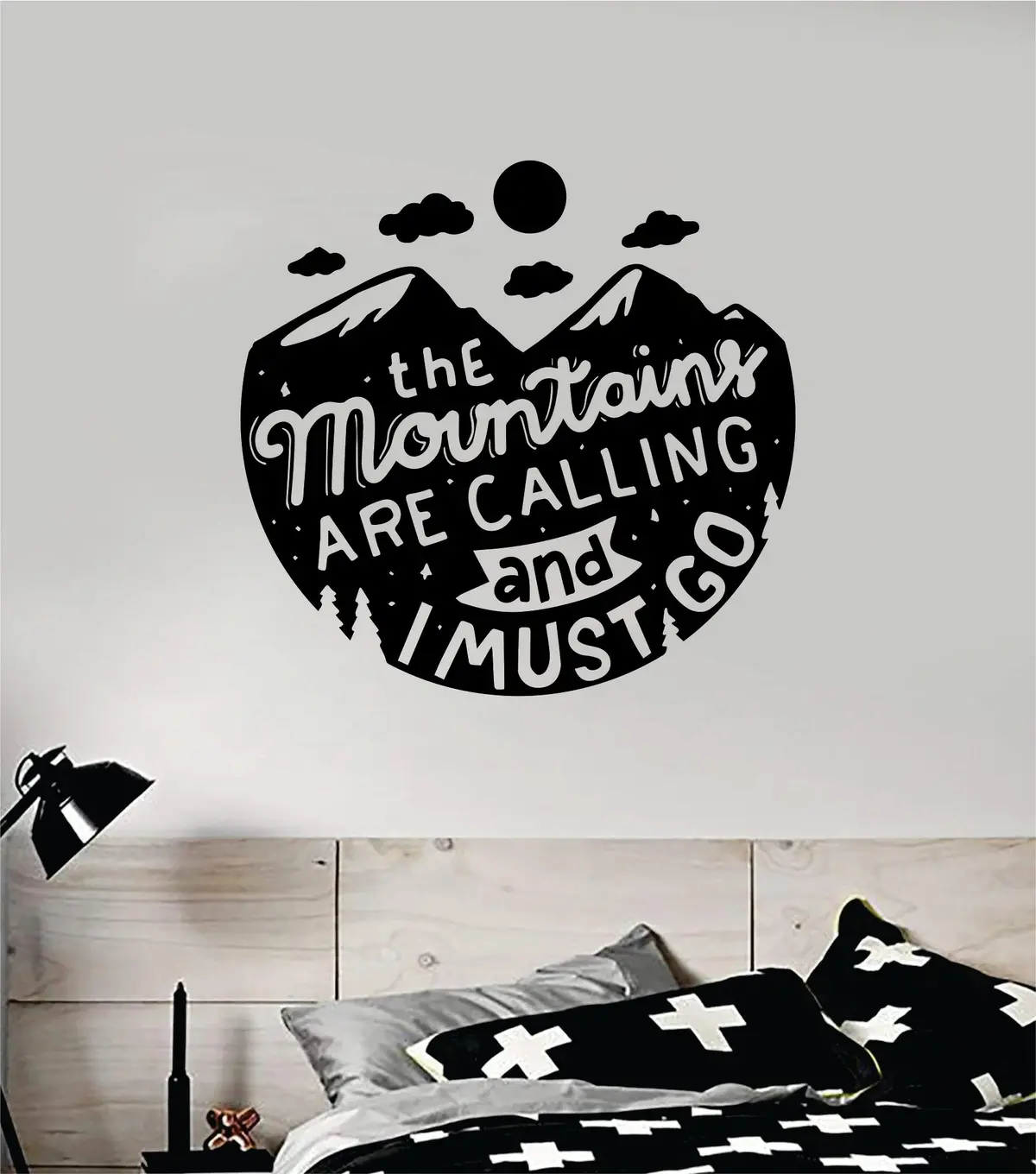 Mountains Are Calling V3 Decal Sticker Wall Vinyl Art Wall Bedroom Room Home Decor Inspirational Teen Nursery Travel Adventure Wanderlust Kids 1