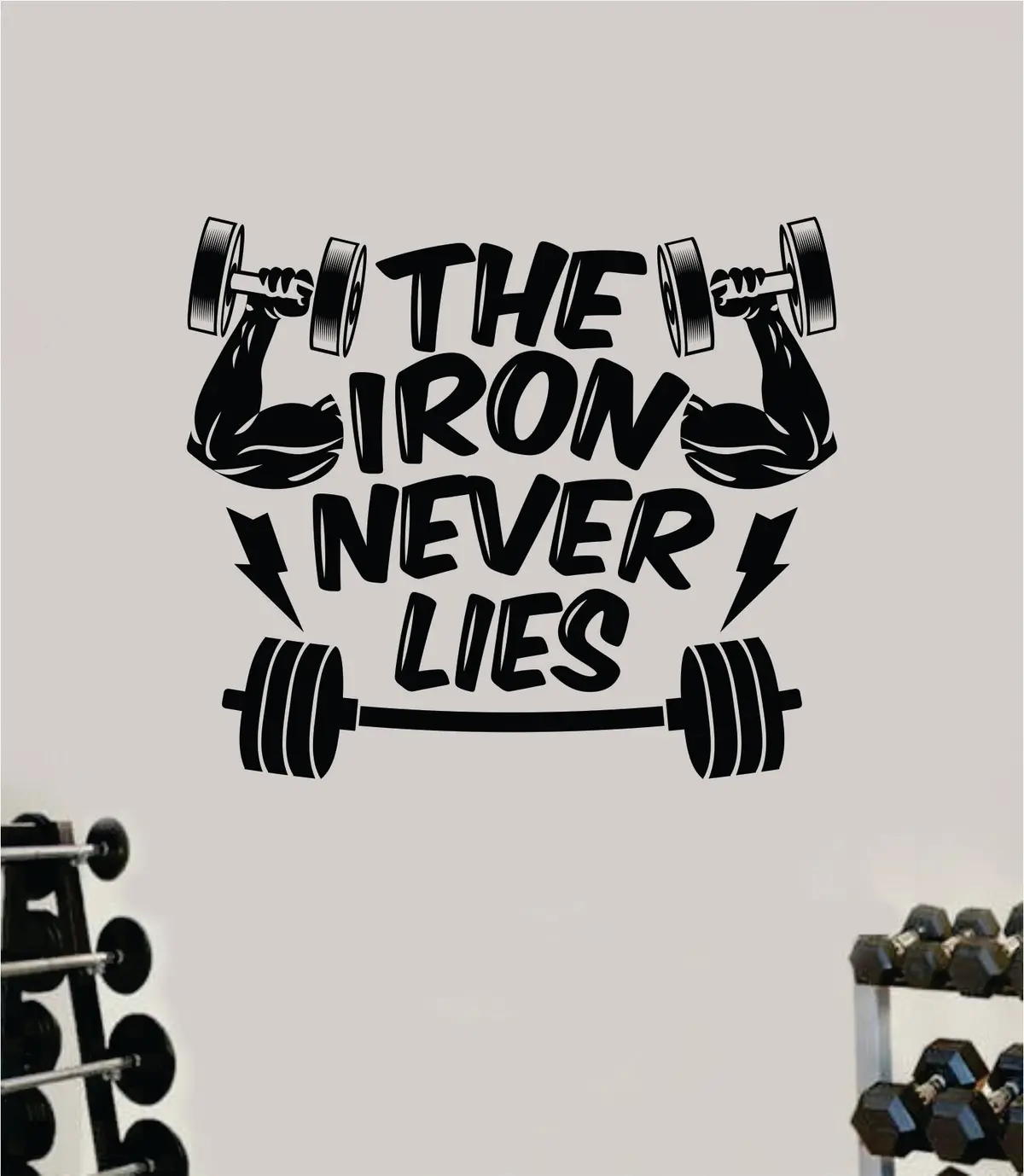 The Iron Never Lies Wall Decal Sticker Vinyl Art Wall Bedroom Room Home Decor Inspirational Motivational Teen Sports Gym Lift Fitness Girls Train Beast 1