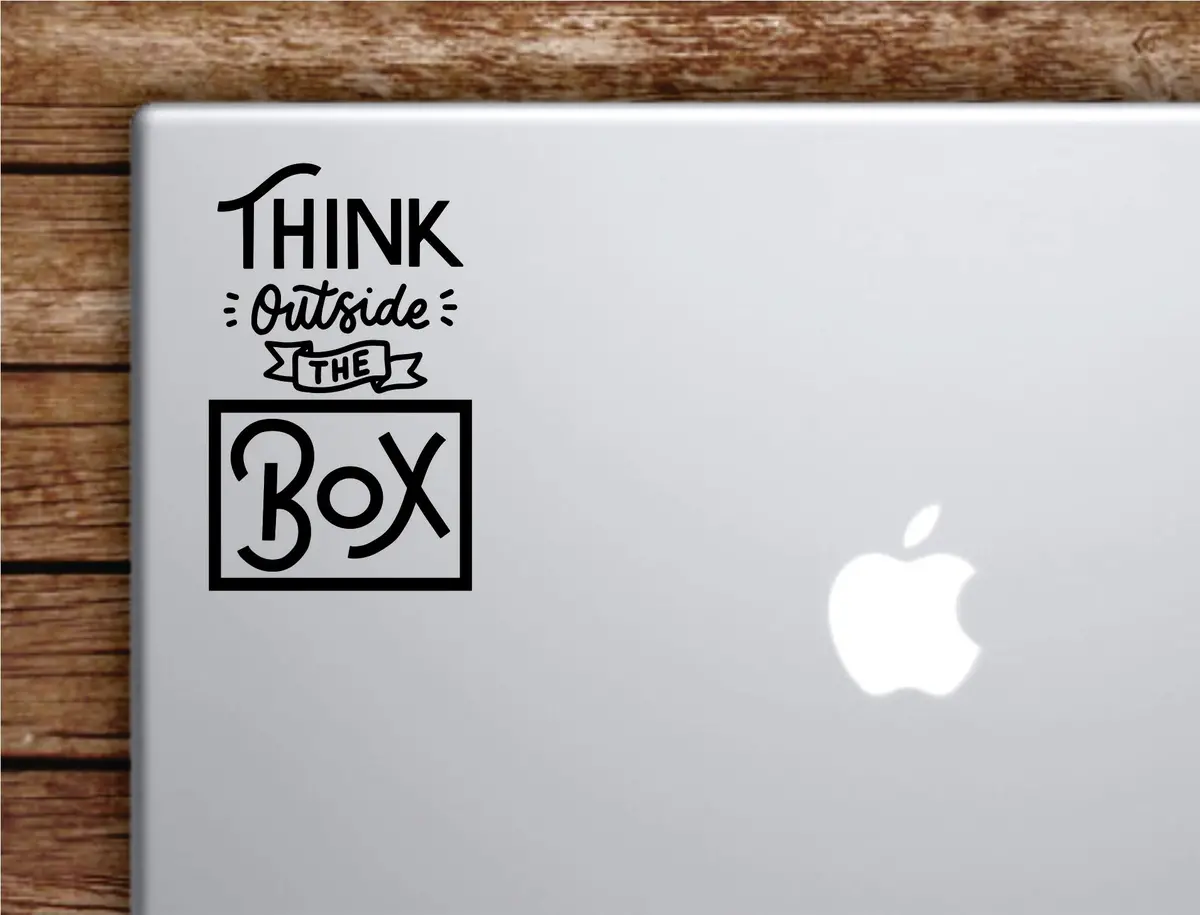 Think Outside The Box V2 Laptop Wall Decal Sticker Vinyl Art Quote Macbook Apple Decor Car Window Truck Kids Baby Teen Inspirational Girls School Science 1