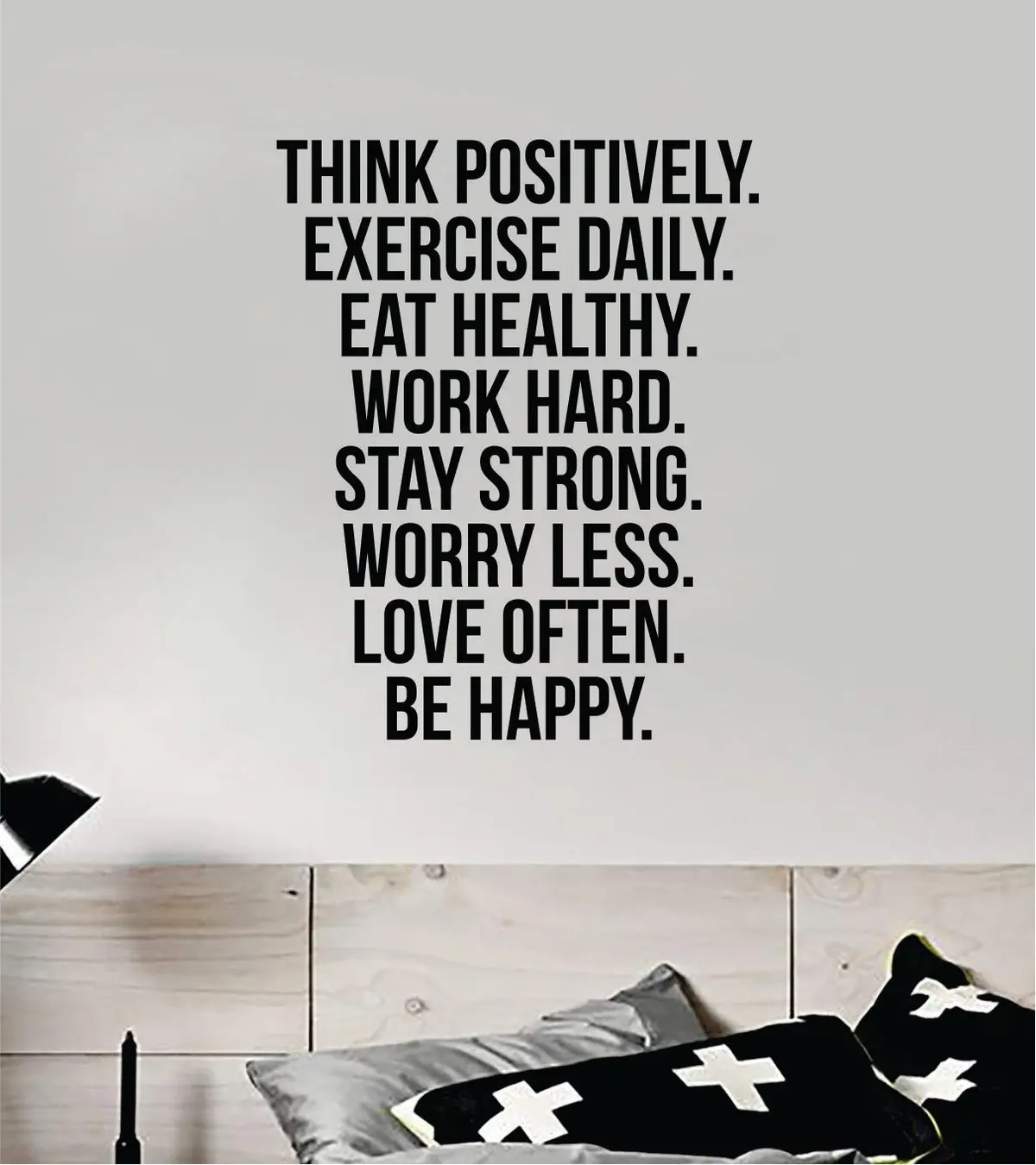 Think Positively Exercise Daily Wall Decal Home Decor Vinyl Art Sticker Bedroom Quote Nursery Baby Teen Boy Girl School Inspirational Motivational Gym Fitness Love Work Hard 1
