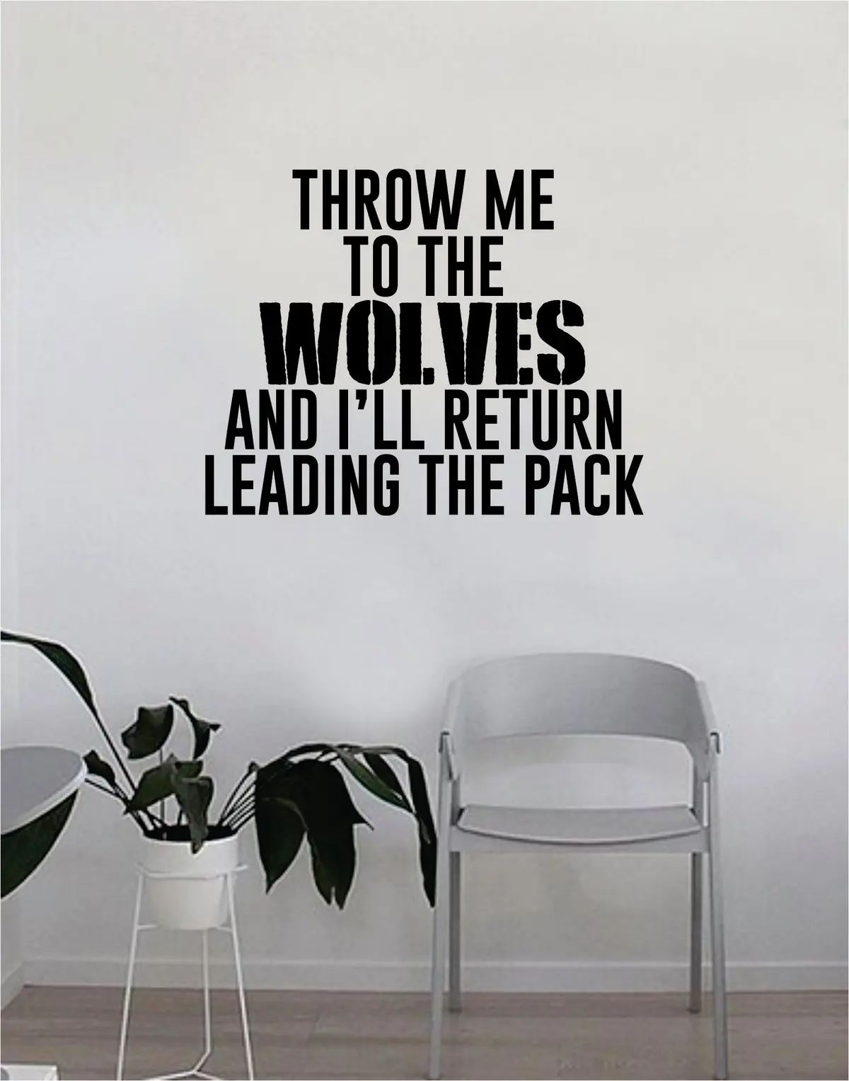 Throw Me To The Wolves Gym Quote Fitness Health Work Out Decal Sticker Wall Vinyl Art Wall Room Decor Weights Lift Dumbbell Motivation Inspirational 1