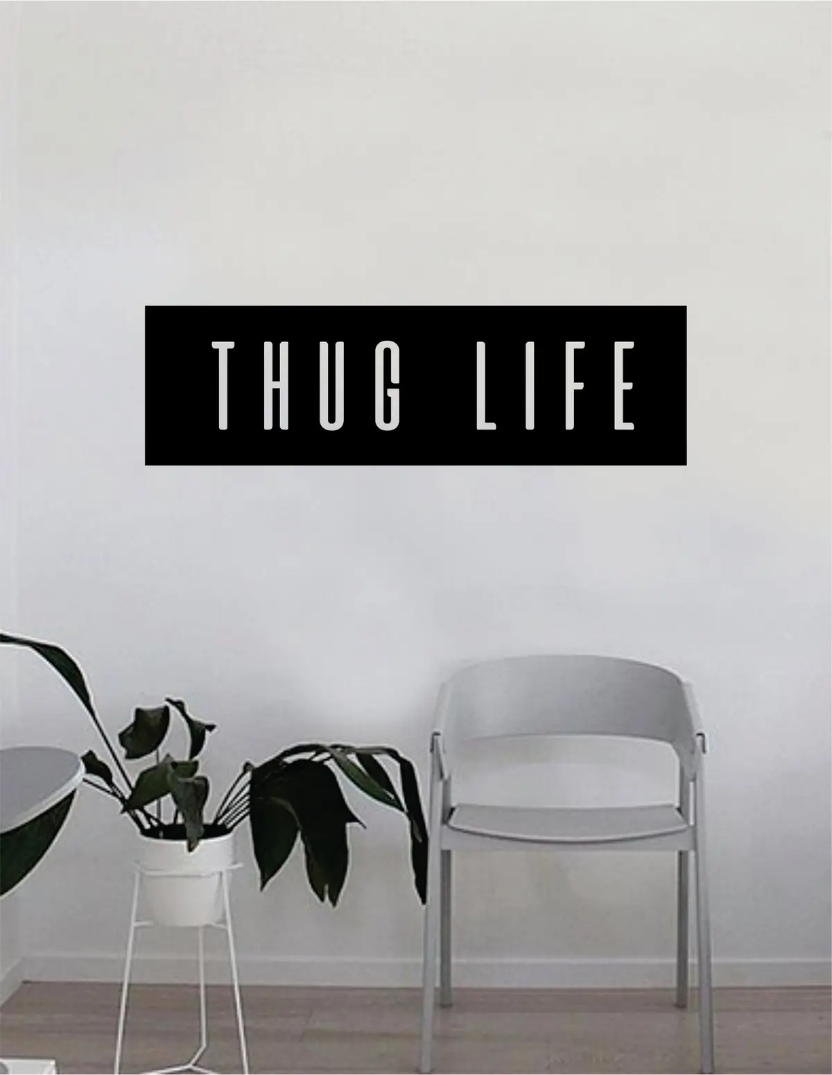 Thug Life Rectangle Quote Wall Decal Sticker Bedroom Living Room Vinyl Art Home Sticker Decoration Decor Teen Nursery Inspirational Funny Tupac 2Pac Rap Hip Hop Music Lyrics 1