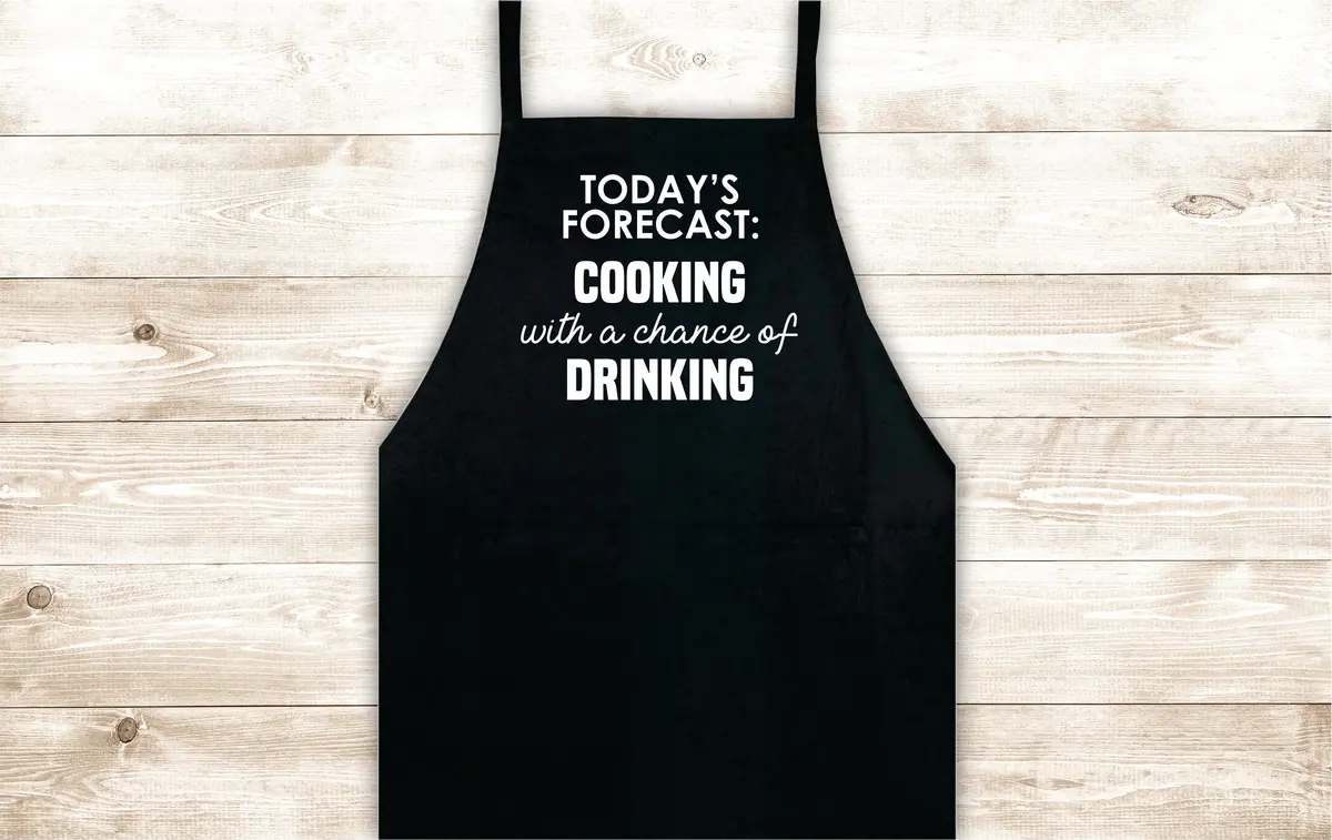 Today's Forecast Apron Heat Press Vinyl Bbq Barbeque Cook Grill Chef Bake Food Kitchen Funny Gift Men Drinking 1