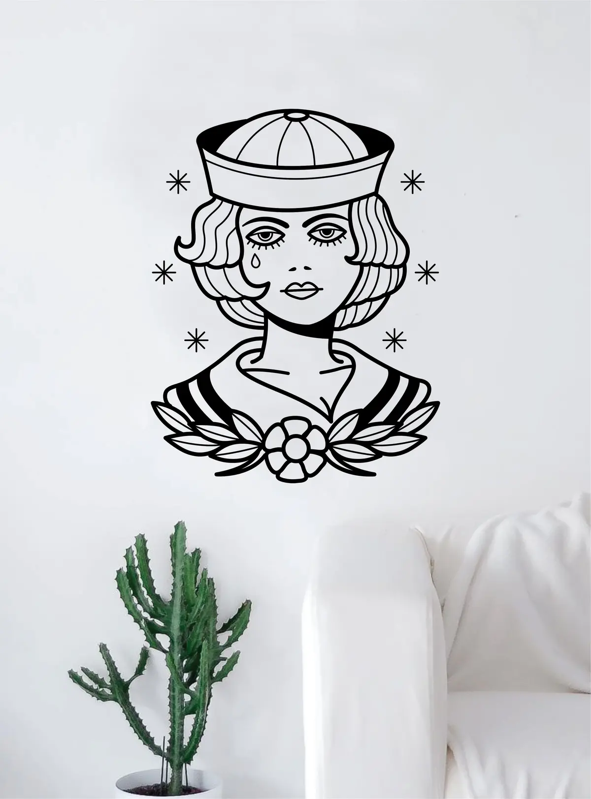 Traditional Sailor Pin Up Girl Tattoo Decal Sticker Wall Vinyl Art Home Decor Beautiful Living Room Bedroom 1