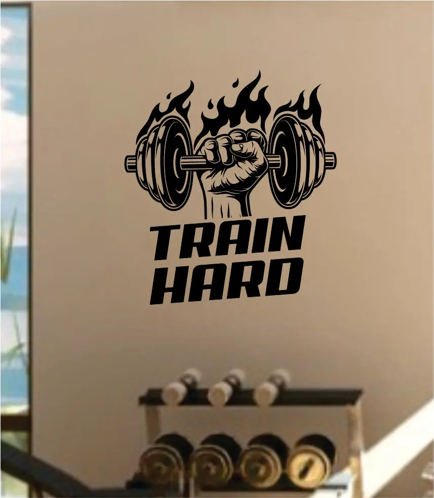 Train Hard V2 Decal Sticker Wall Vinyl Art Wall Bedroom Room Decor Motivational Inspirational Teen Sports Gym Fitness 1