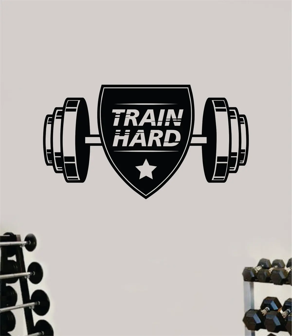 Train Hard V4 Wall Decal Sticker Vinyl Art Wall Bedroom Home Decor Inspirational Motivational Teen Sports Gym Fitness Girls Train Beast 1