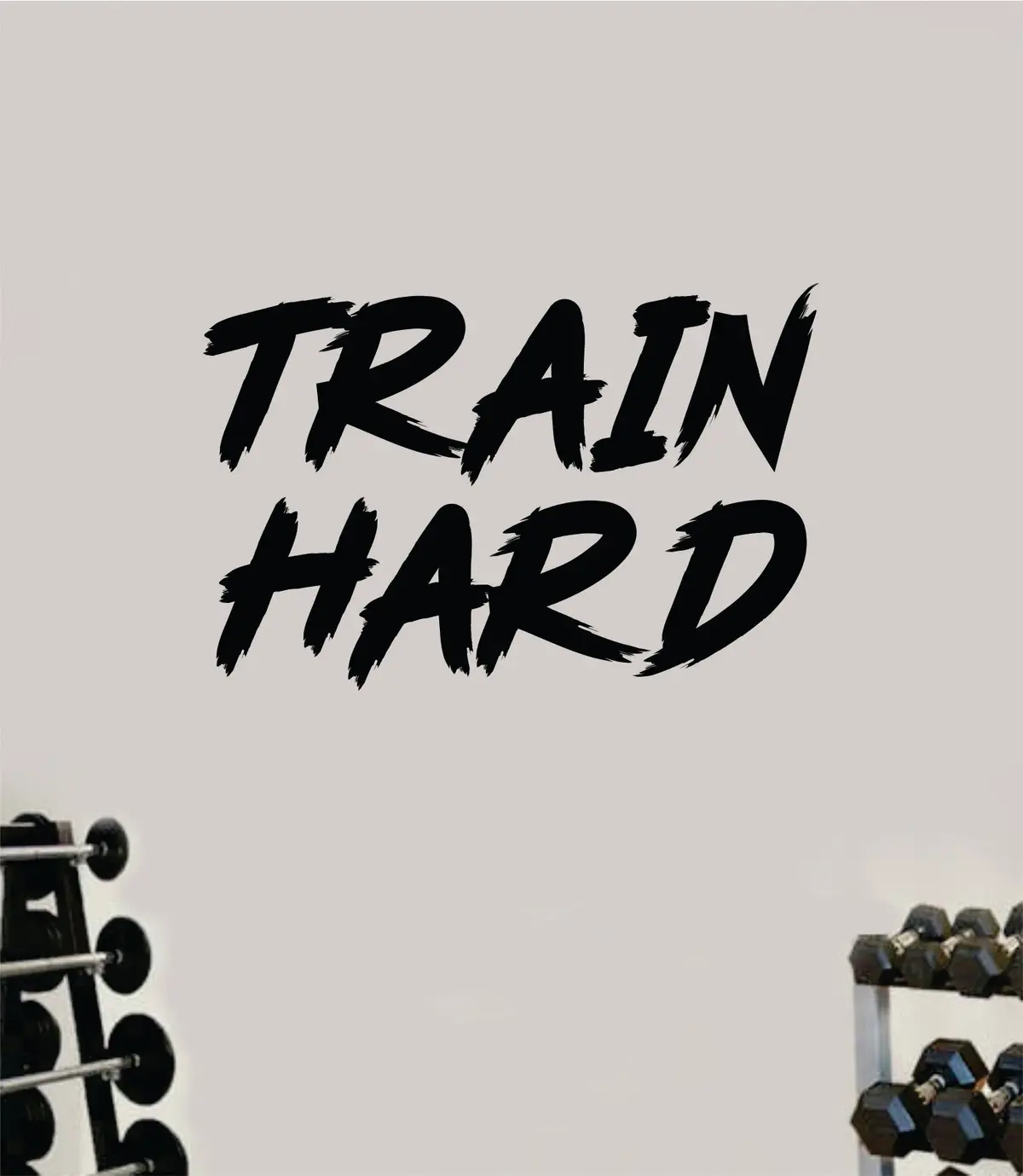Train Hard V5 Decal Sticker Wall Vinyl Art Wall Bedroom Room Decor Motivational Inspirational Teen Sports Gym Fitness Exercise Health Girls Squat Beast 1