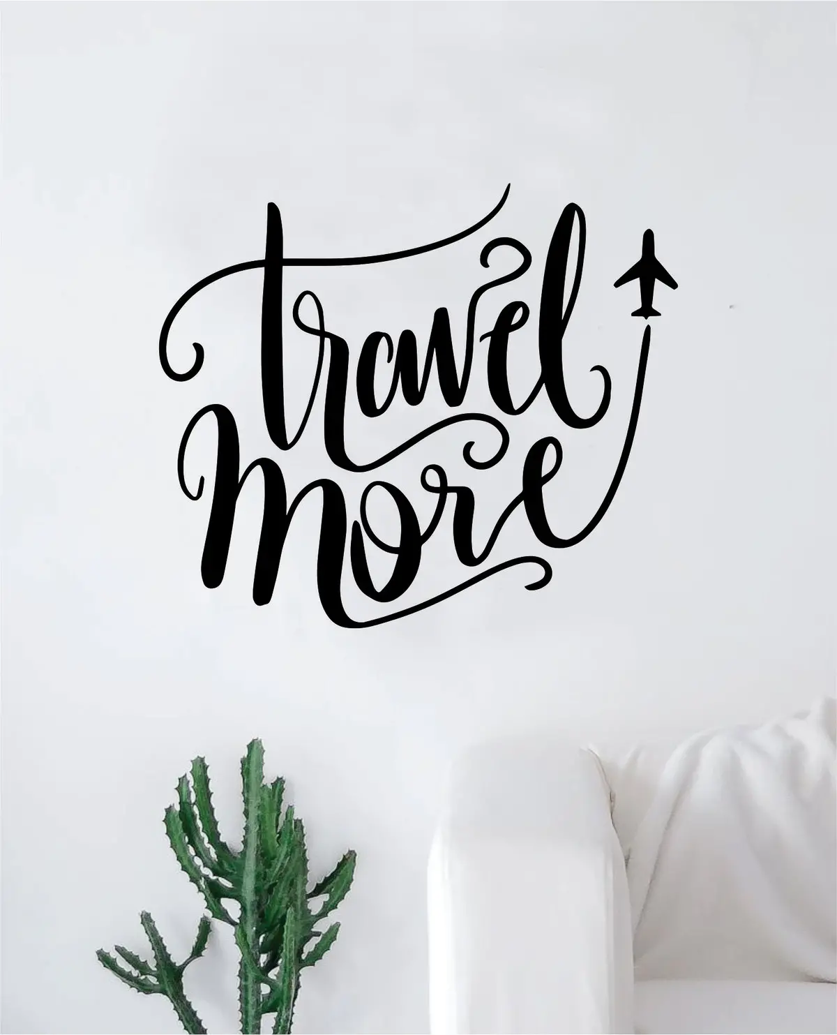 Travel More Quote Wall Decal Sticker Home Decor Vinyl Art Bedroom Teen Inspirational Kids Adventure Airplane 1