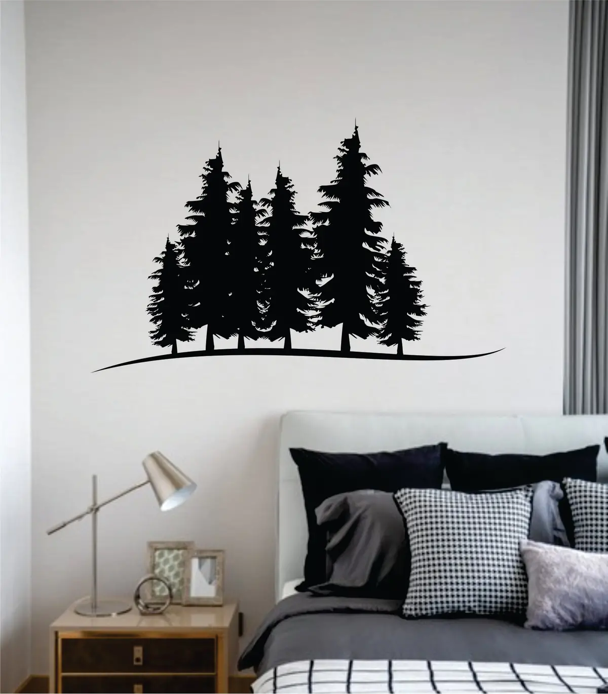 Trees Silhouette V2 Wall Decal Home Decor Sticker Art Vinyl Bedroom Boys Girls Teen Baby Nursery Nature Plants Flowers Forest Mountains 1