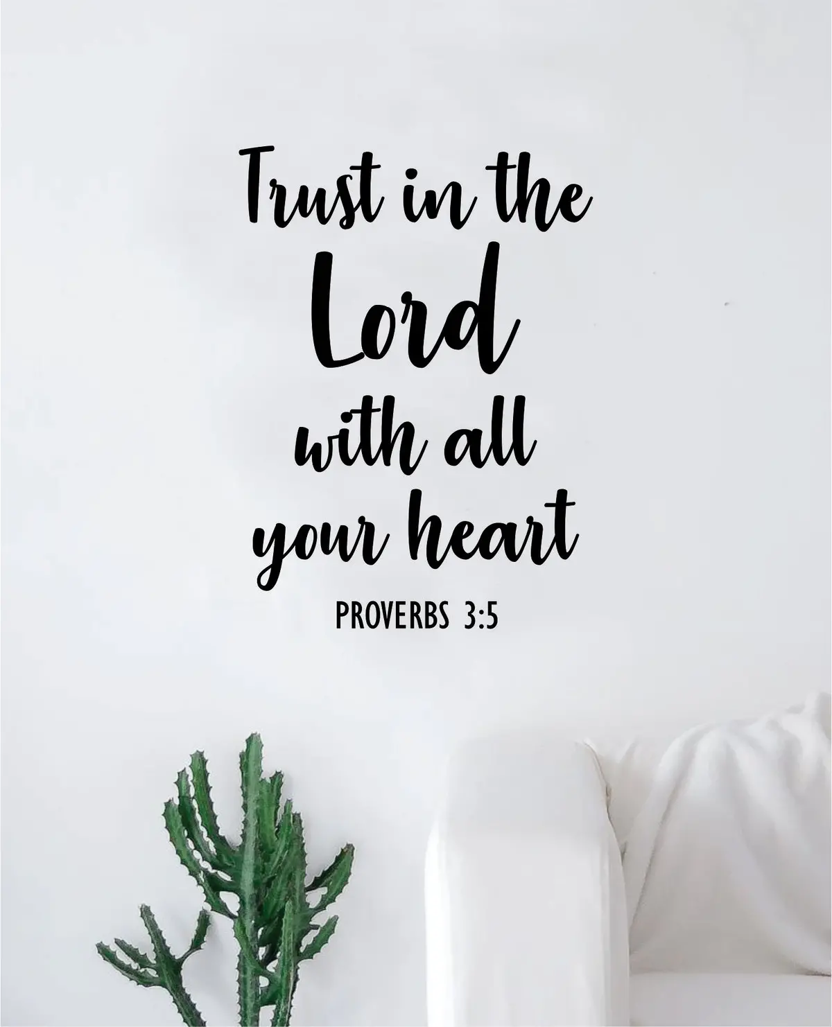 Trust In The Lord Proverbs Quote Wall Decal Sticker Bedroom Home Room Art Vinyl Inspirational Motivational Teen Decor Religious Bible Verse God Blessed Spiritual 1