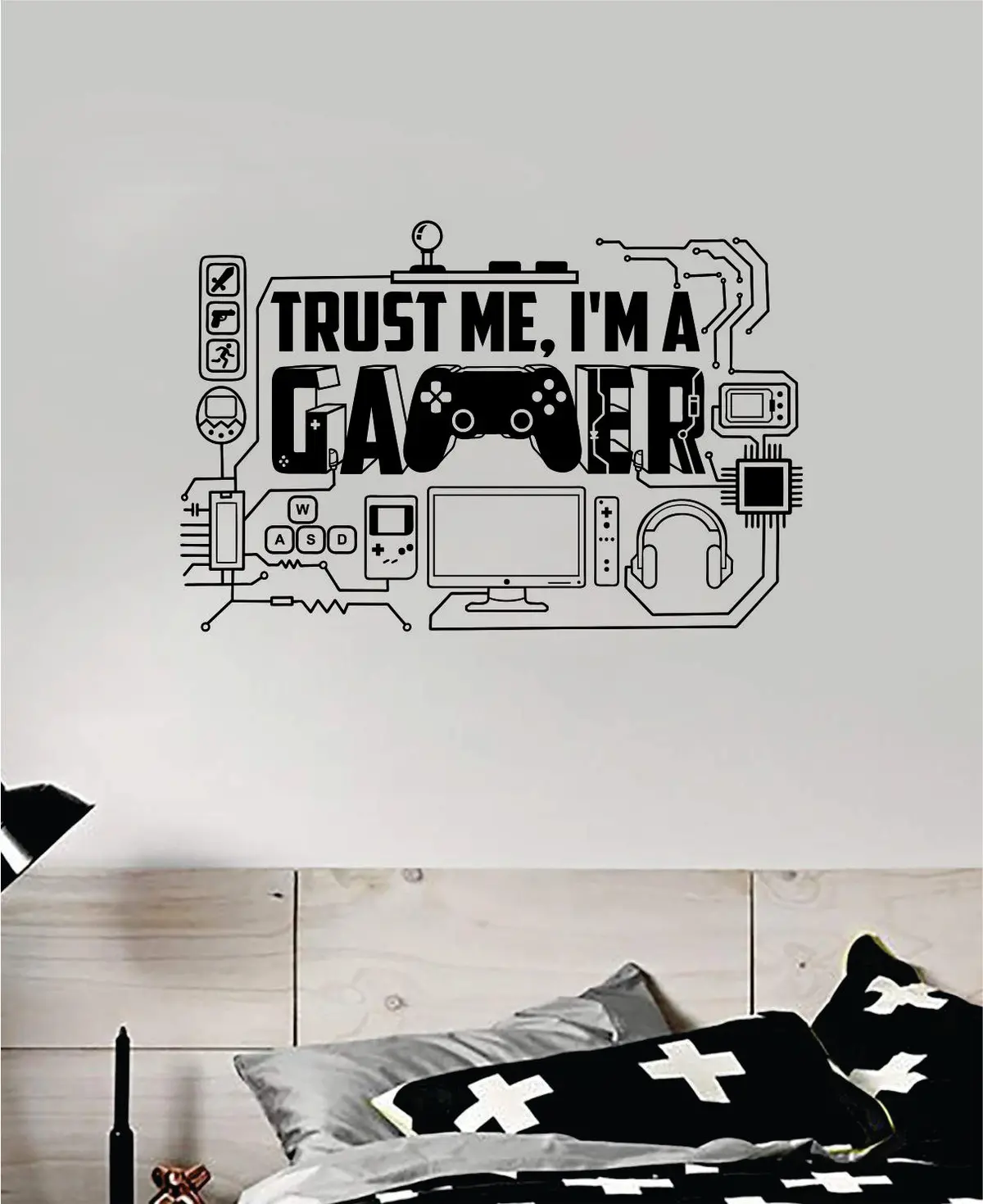 Trust Me I'm A Gamer Wall Decal Quote Home Room Decor Art Vinyl Sticker Funny Video Game Gaming Nerd Geek Teen Kids 1